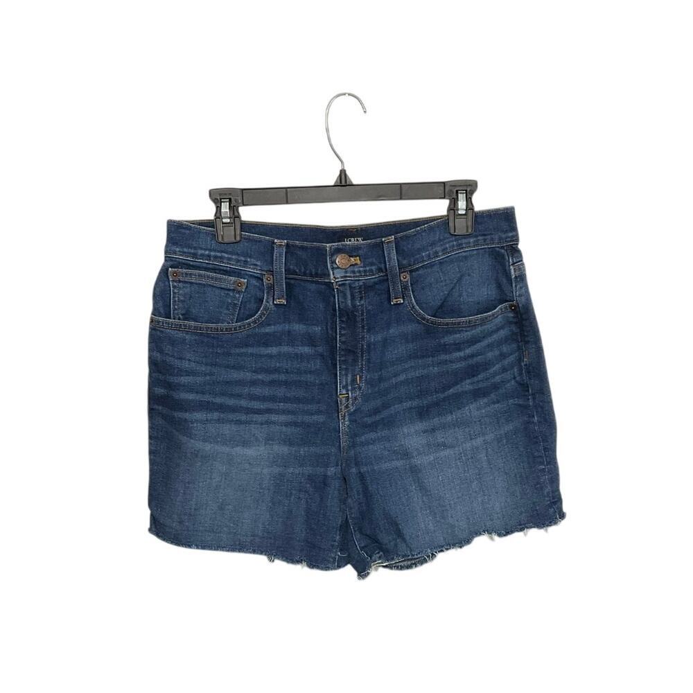 J.Crew Raw Hem High Rise Denim Blue Jean Short Size 28 Small Stretchy